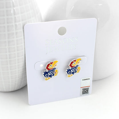 Kansas Enamel Logo Stud Earrings