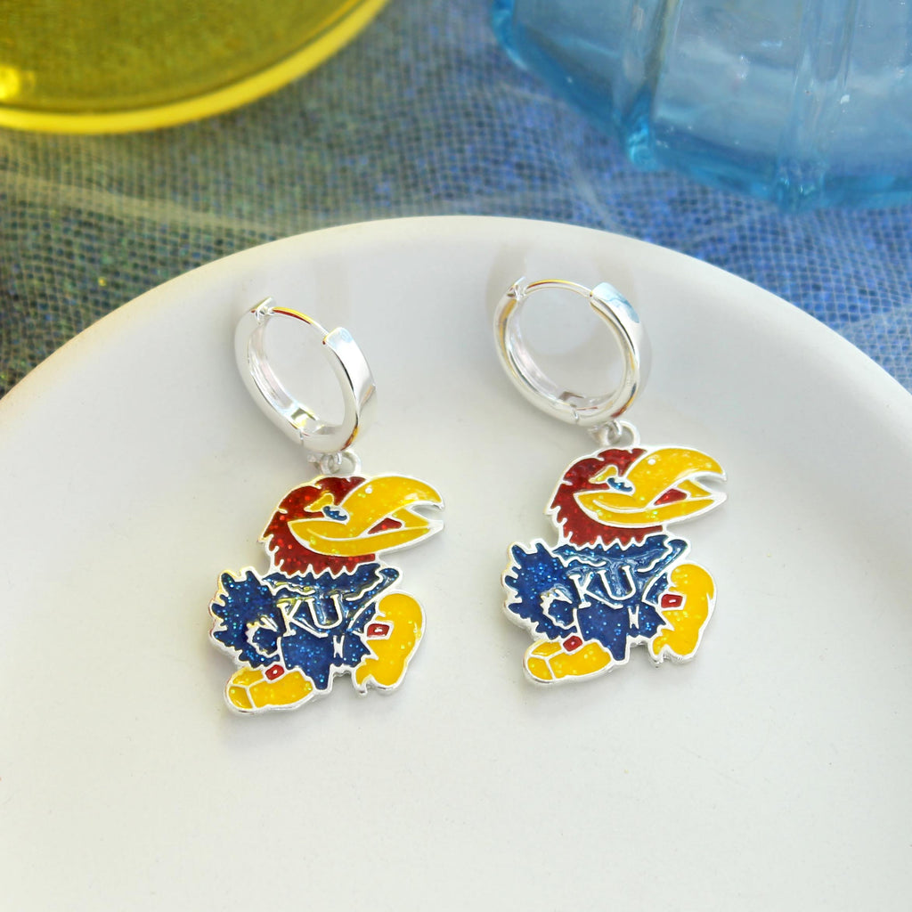 Kansas Glitter Enamel Logo Huggie Hoop Earrings