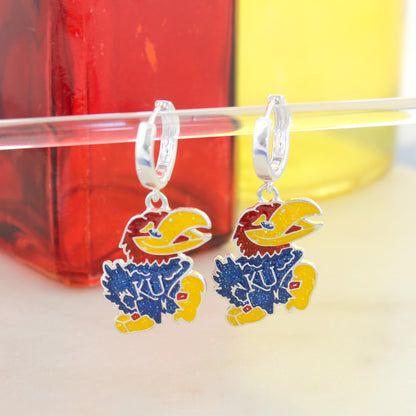 Kansas Glitter Enamel Logo Huggie Hoop Earrings