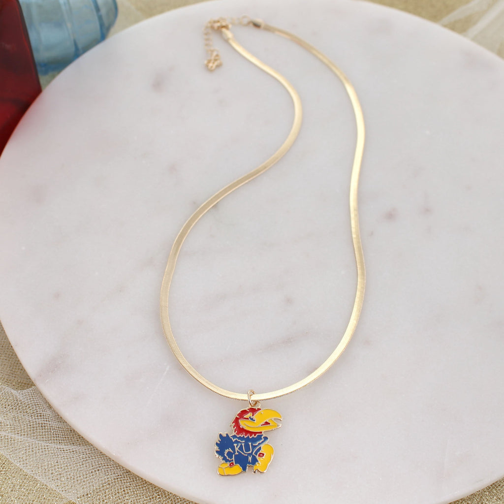 Kansas Gold & Enamel Logo Necklace