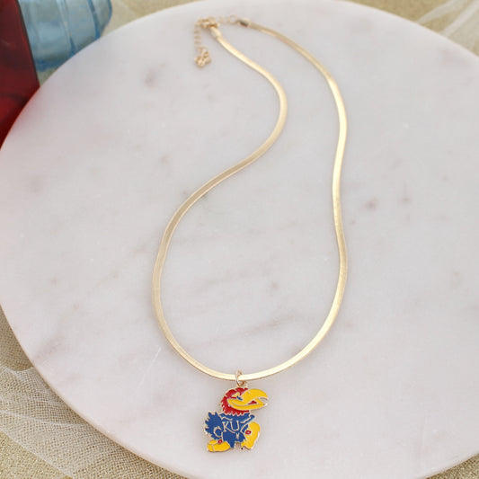 Kansas Gold & Enamel Logo Necklace
