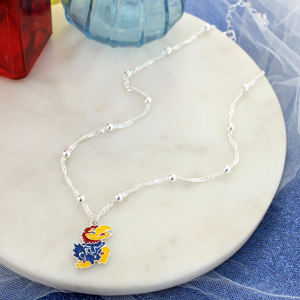 Kansas Glitter Enamel Logo Necklace