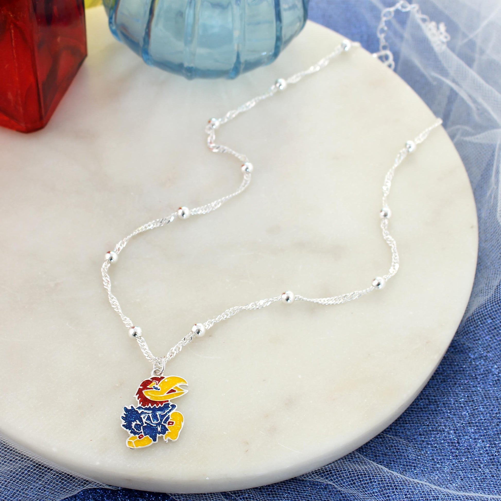 Kansas Glitter Enamel Logo Necklace