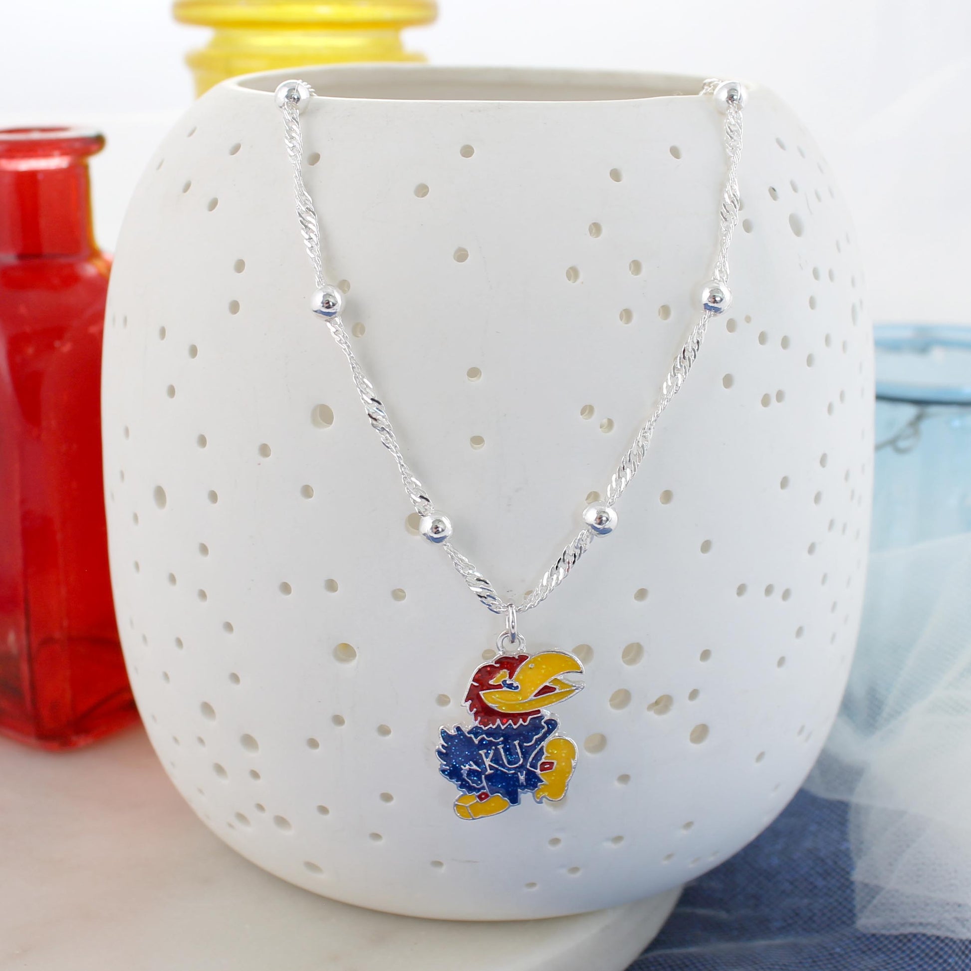 Kansas Glitter Enamel Logo Necklace