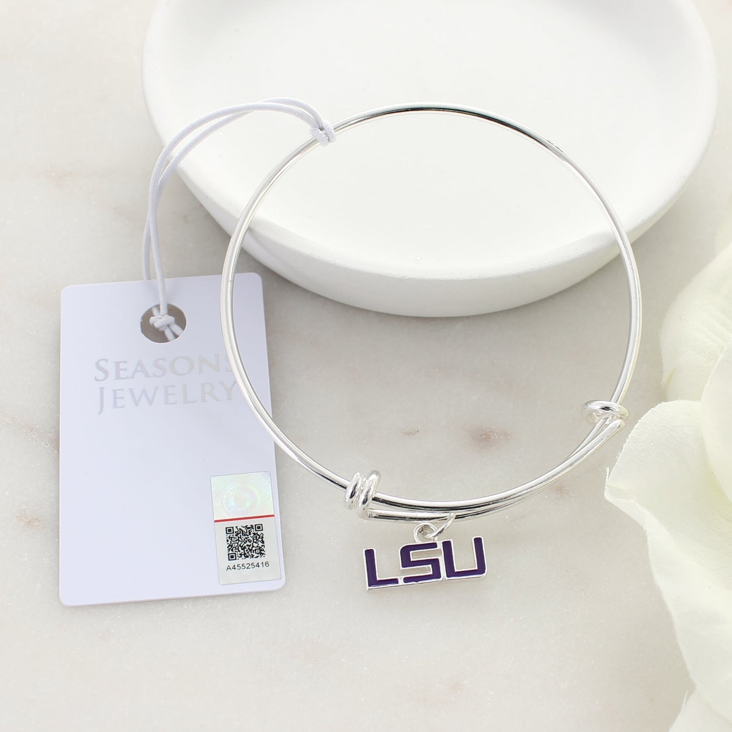 LSU Enamel Logo Wire Bracelet