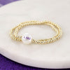 LSU Gold & Pearl Logo Stretch Bracelet Set