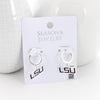 LSU Glitter Enamel Logo Huggie Hoop Earrings