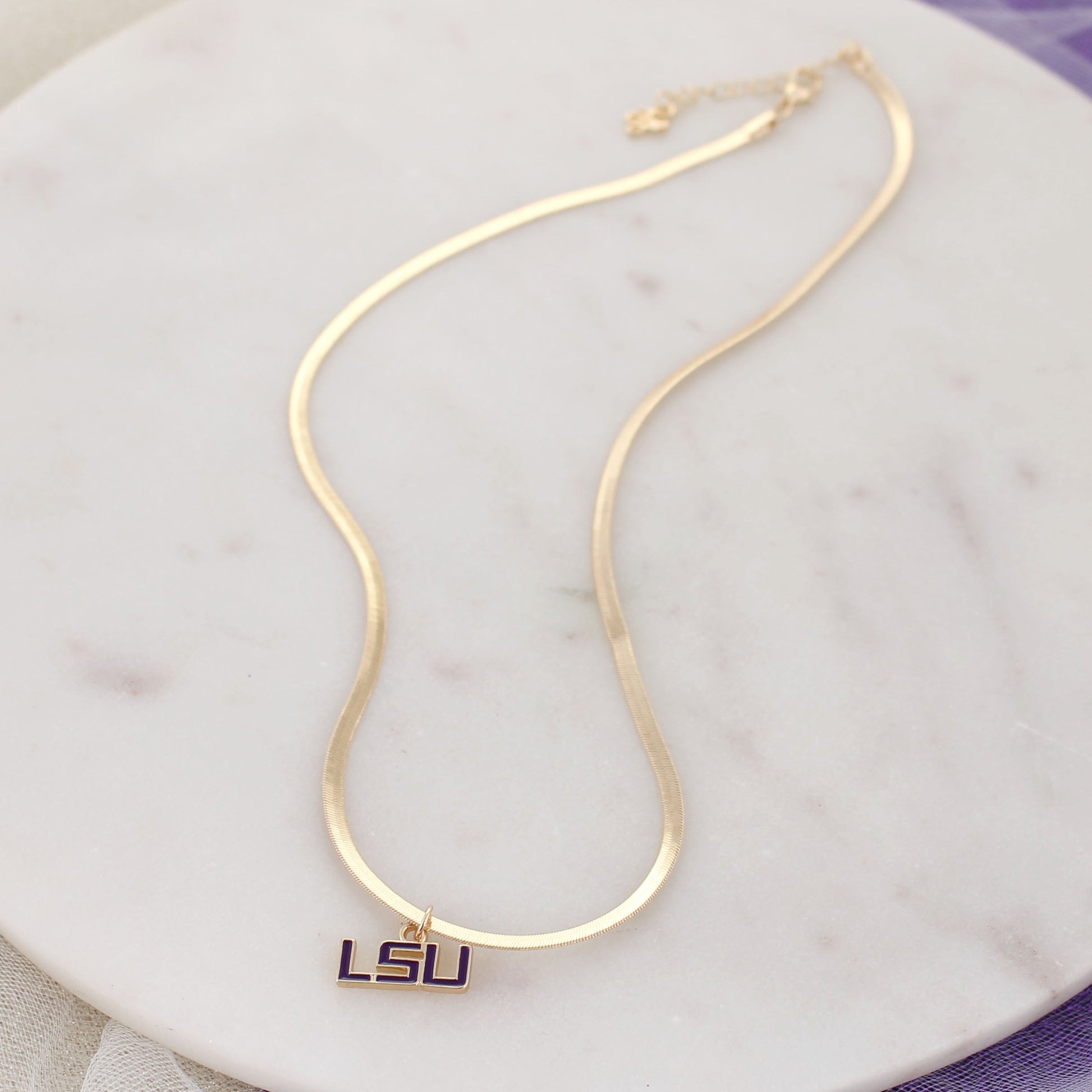 LSU Gold & Enamel Logo Necklace