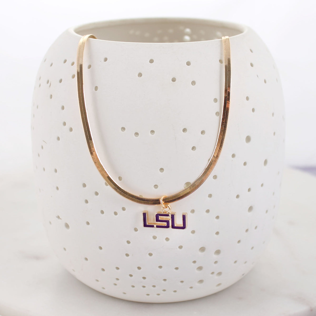 LSU Gold & Enamel Logo Necklace
