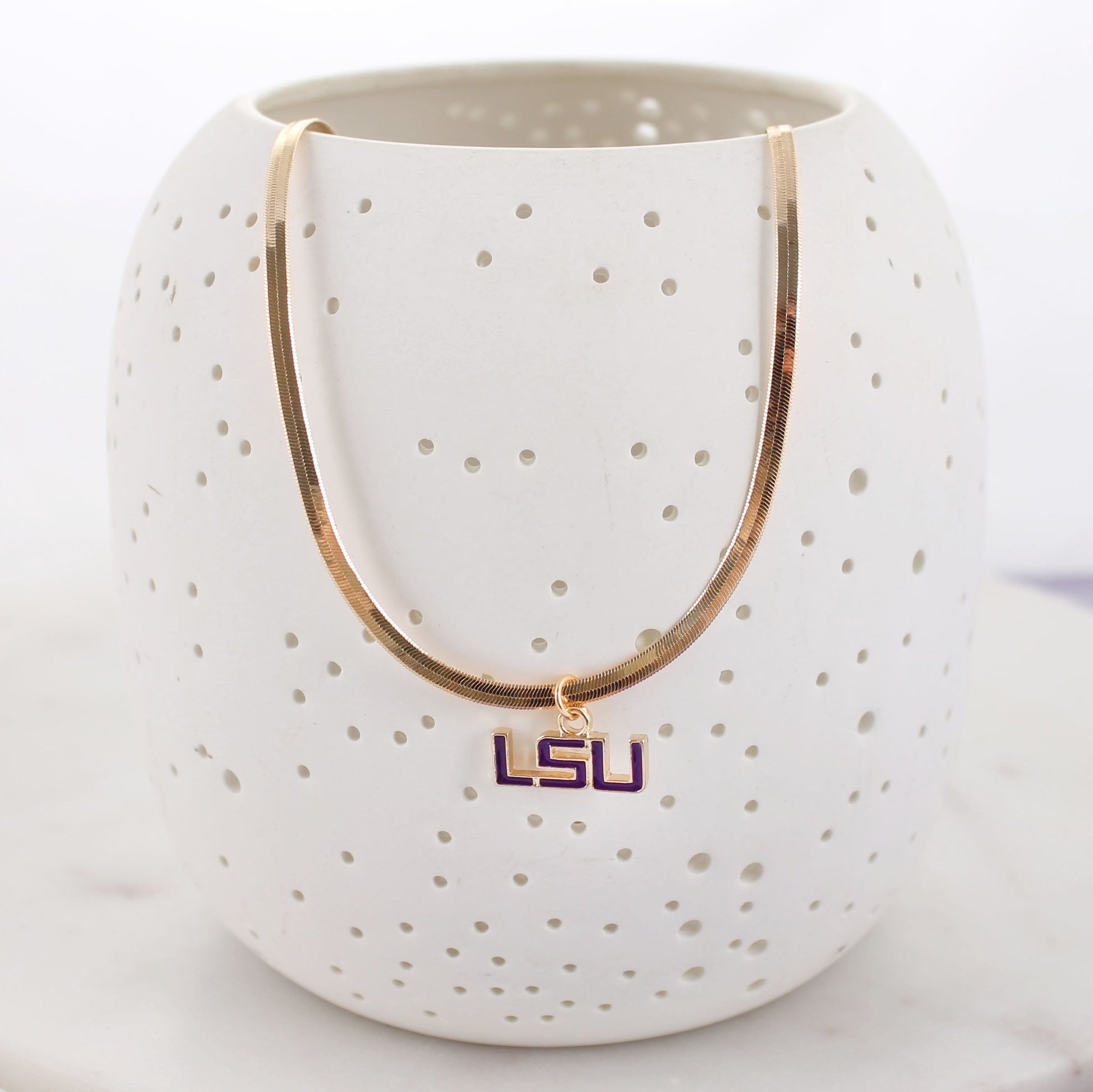 LSU Gold & Enamel Logo Necklace