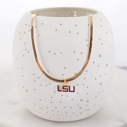 LSU Gold & Enamel Logo Necklace