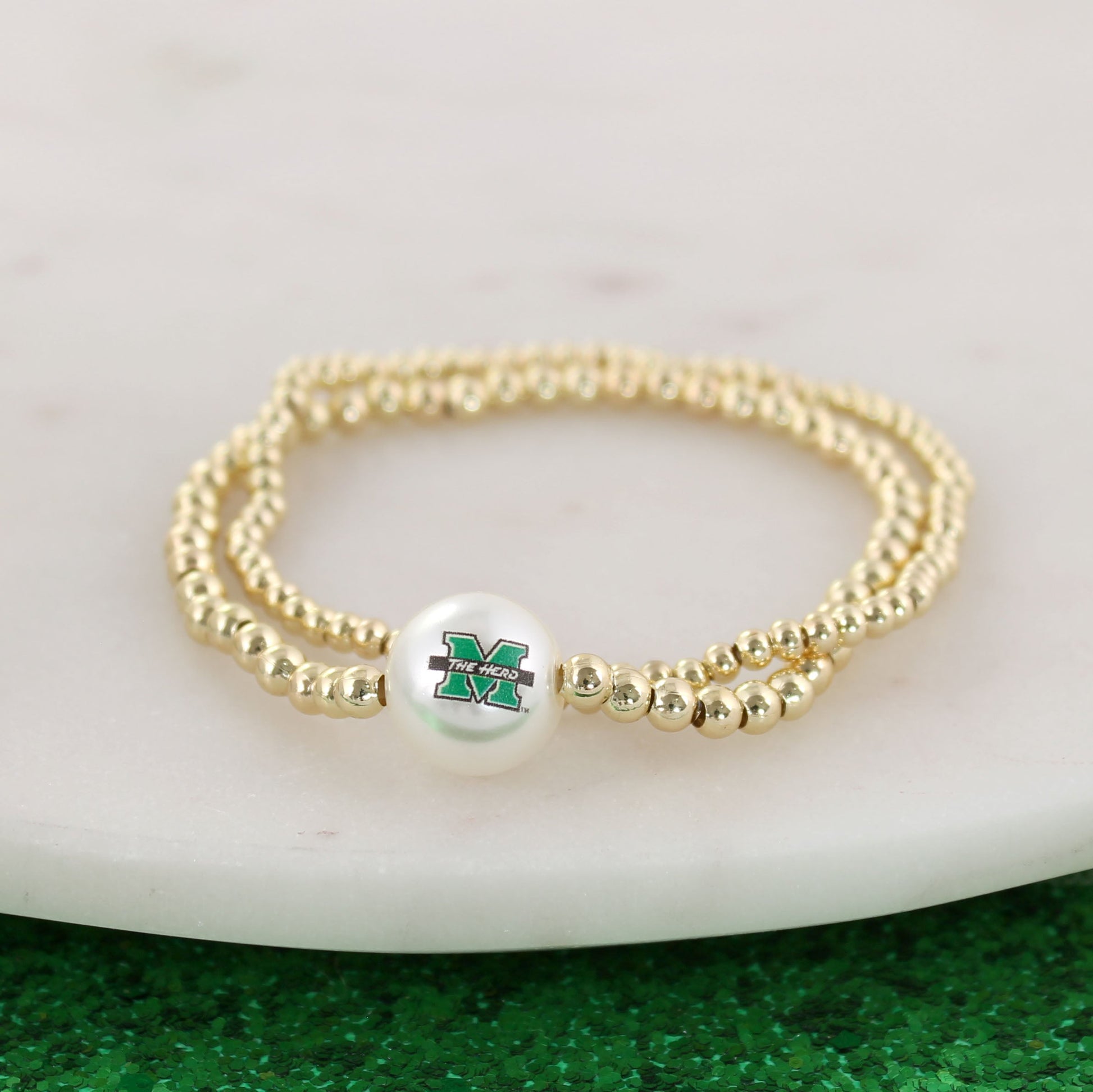 Marshall Gold & Pearl Logo Stretch Bracelet Set