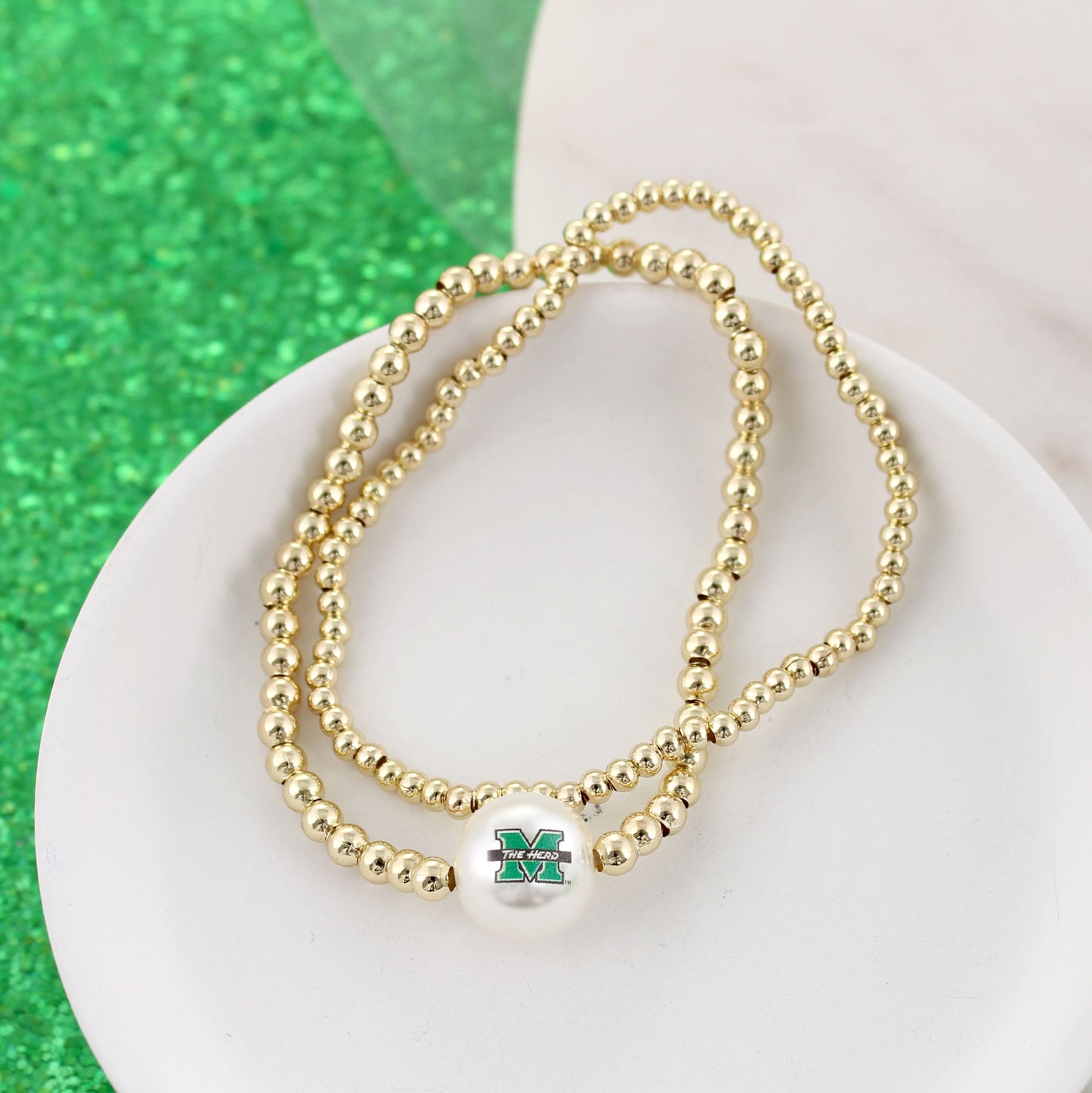 Marshall Gold & Pearl Logo Stretch Bracelet Set