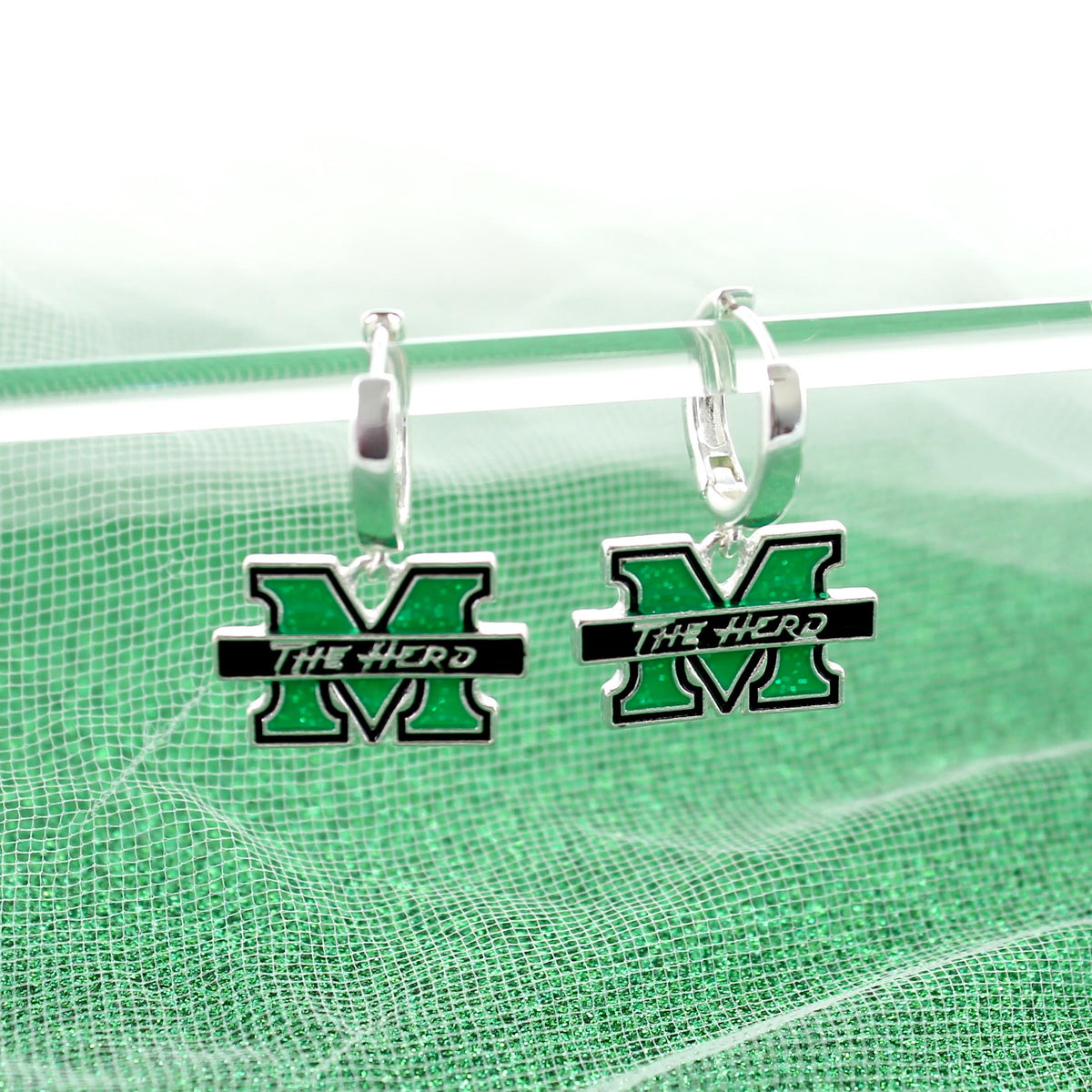 Marshall Glitter Enamel Logo Huggie Hoop Earrings