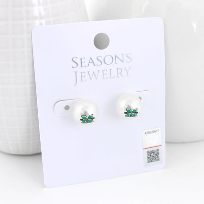 Marshall Logo Pearl Stud Earrings