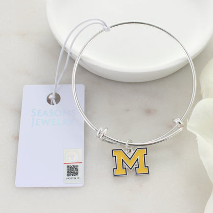 Michigan Enamel Logo Wire Bracelet