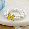 Michigan Glitter Enamel Logo Stretch Bracelet Set