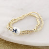 Michigan Gold & Pearl Logo Stretch Bracelet Set