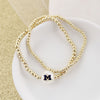 Michigan Gold & Pearl Logo Stretch Bracelet Set