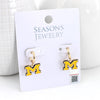 Michigan Gold Huggie Hoop Earrings w/ Enamel Logo