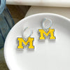 Michigan Glitter Enamel Logo Huggie Hoop Earrings
