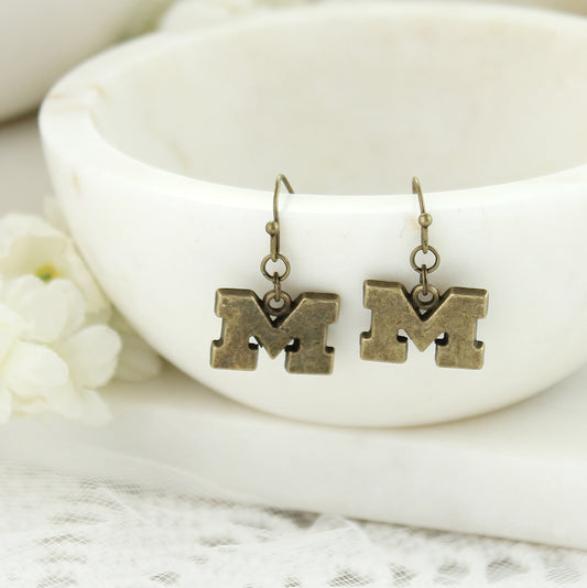 Michigan Vintage Logo Earrings