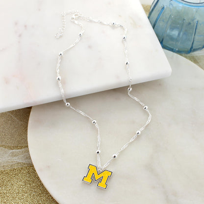 Michigan Glitter Enamel Logo Necklace