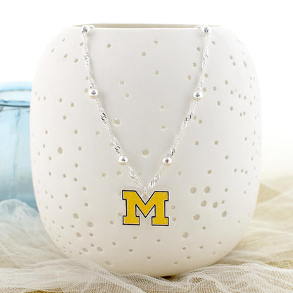 Michigan Glitter Enamel Logo Necklace