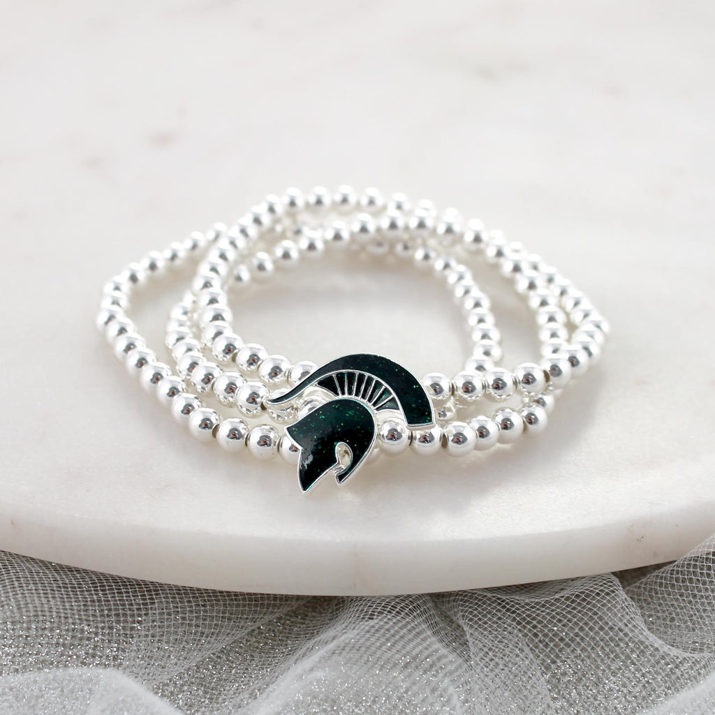 Michigan State Glitter Enamel Logo Stretch Bracelet Set