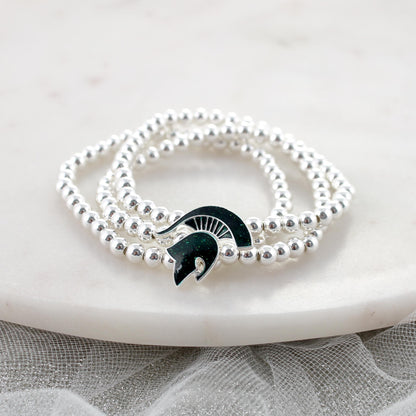 Michigan State Glitter Enamel Logo Stretch Bracelet Set