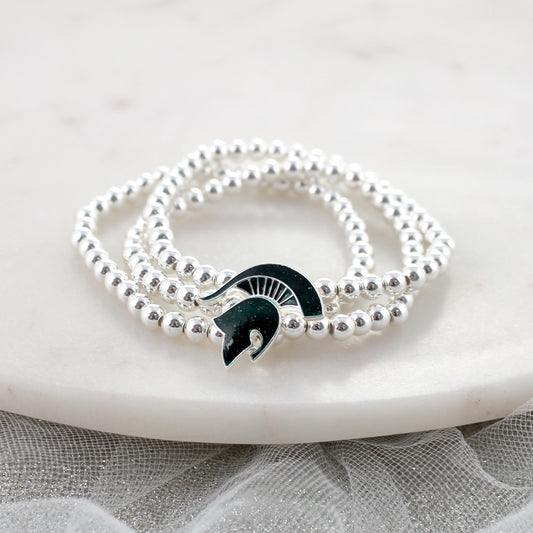 Michigan State Glitter Enamel Logo Stretch Bracelet Set
