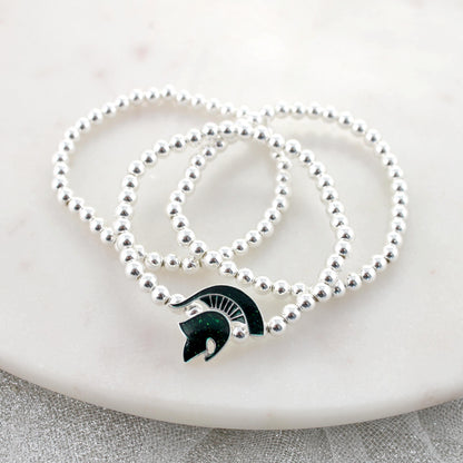 Michigan State Glitter Enamel Logo Stretch Bracelet Set