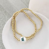 Michigan State Gold & Pearl Logo Stretch Bracelet Set