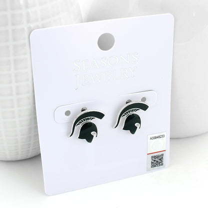 Michigan State Enamel Logo Stud Earrings