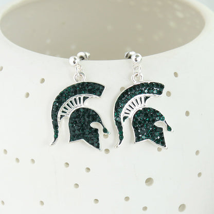 Michigan State Crystal Logo Earrings