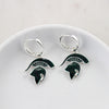 Michigan State Glitter Enamel Logo Huggie Hoop Earrings