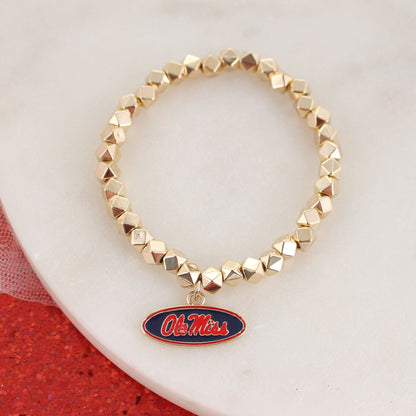 Mississippi Gold Stretch Bracelet w/Enamel Logo