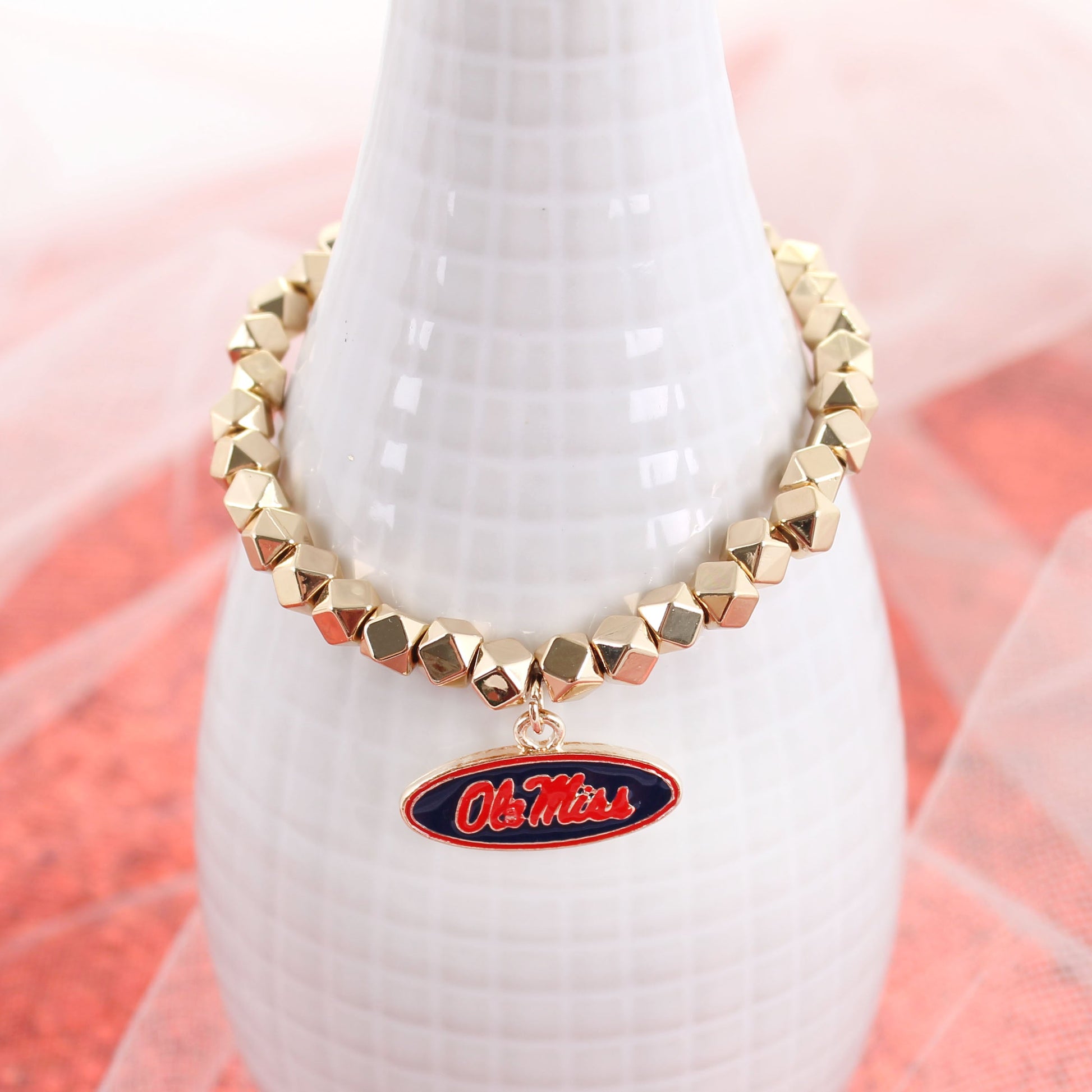 Mississippi Gold Stretch Bracelet w/Enamel Logo