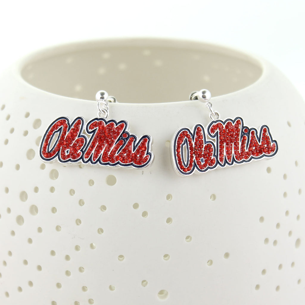 Ole Miss Crystal  Logo Earrings