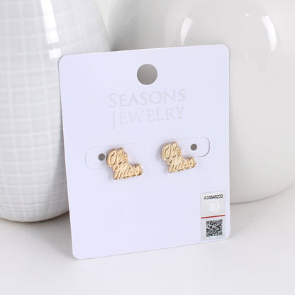 Mississippi Shiny Gold Logo Stud Earrings
