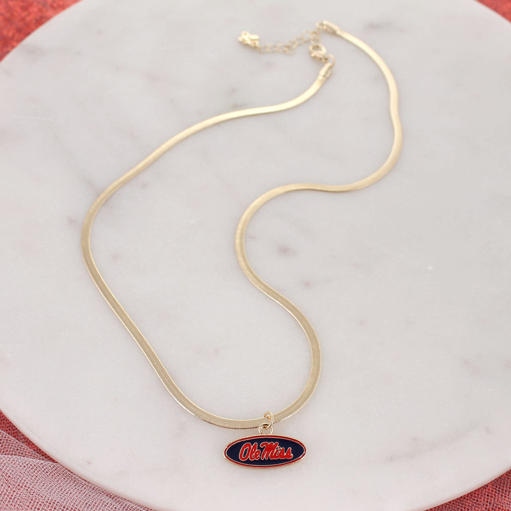 Mississippi Gold & Enamel Logo Necklace