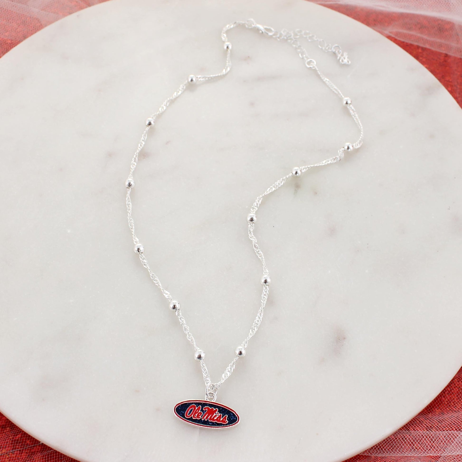 Mississippi Glitter Enamel Logo Necklace