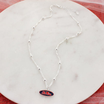 Mississippi Glitter Enamel Logo Necklace