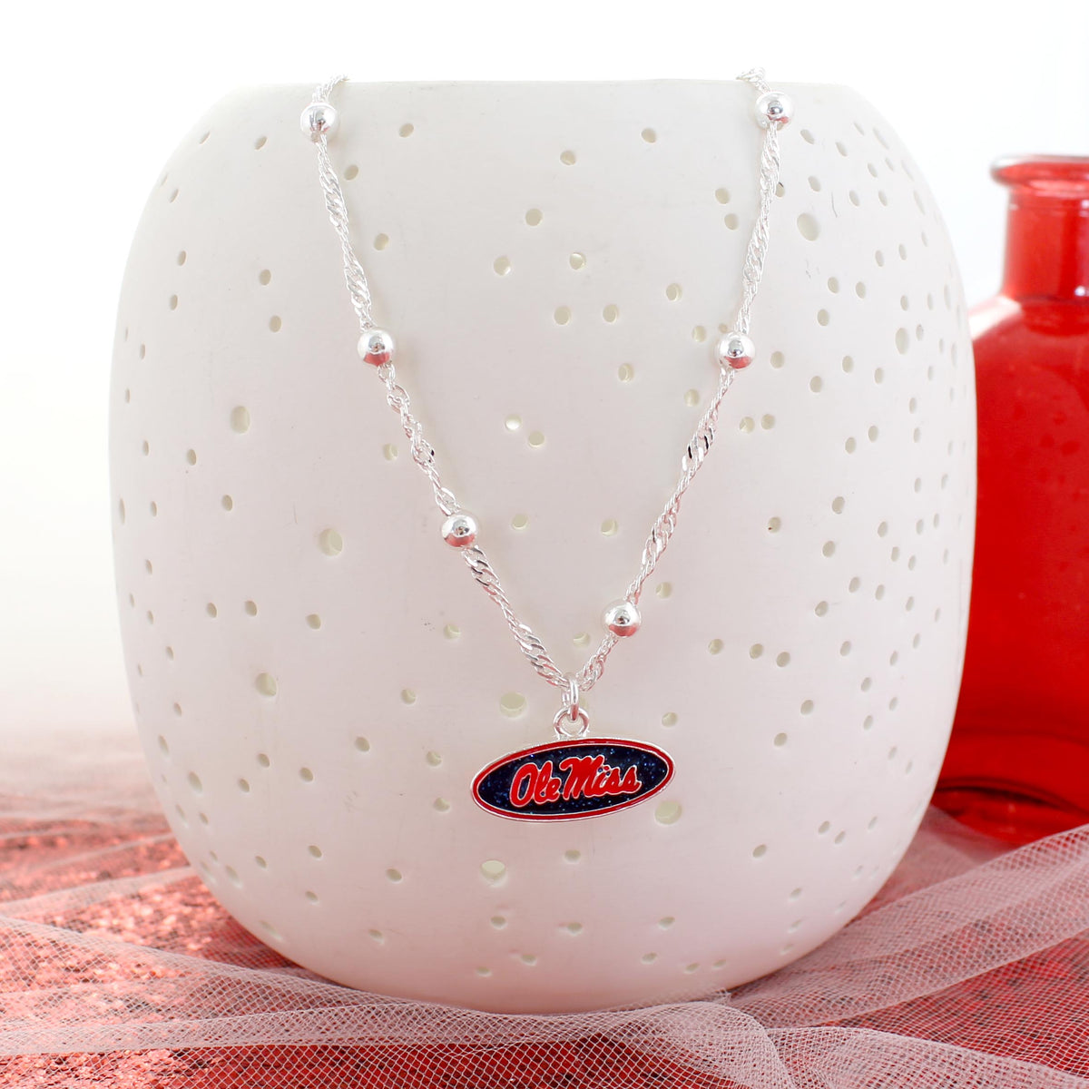 Mississippi Glitter Enamel Logo Necklace