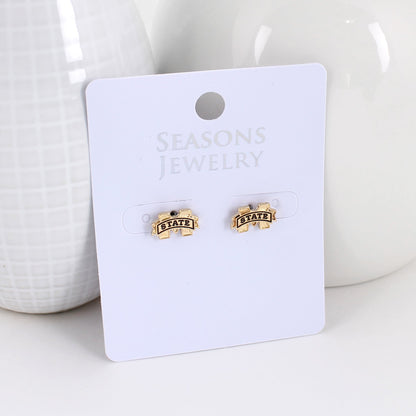 Mississippi State Shiny Gold Logo Stud Earrings