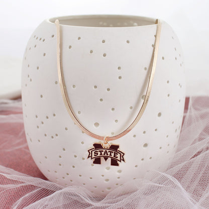 Mississippi State Gold & Enamel Logo Necklace