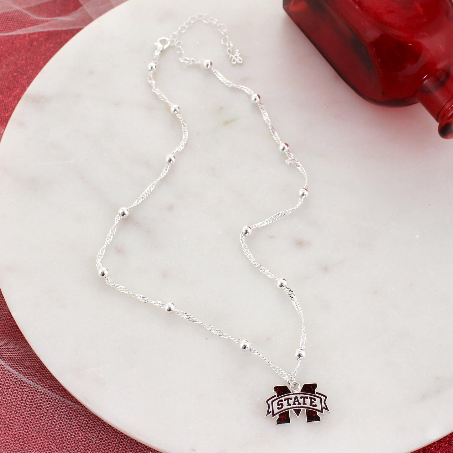 MSU Glitter Enamel Logo Necklace