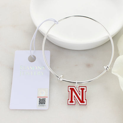 Nebraska Enamel Logo Wire Bracelet