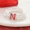 Nebraska Glitter Enamel Logo Stretch Bracelet Set