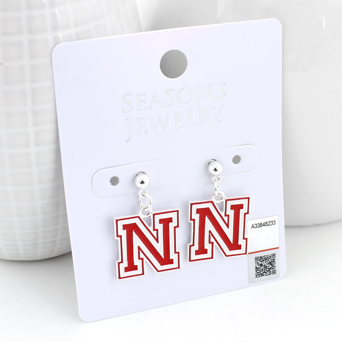 Nebraska Enamel Logo Earrings